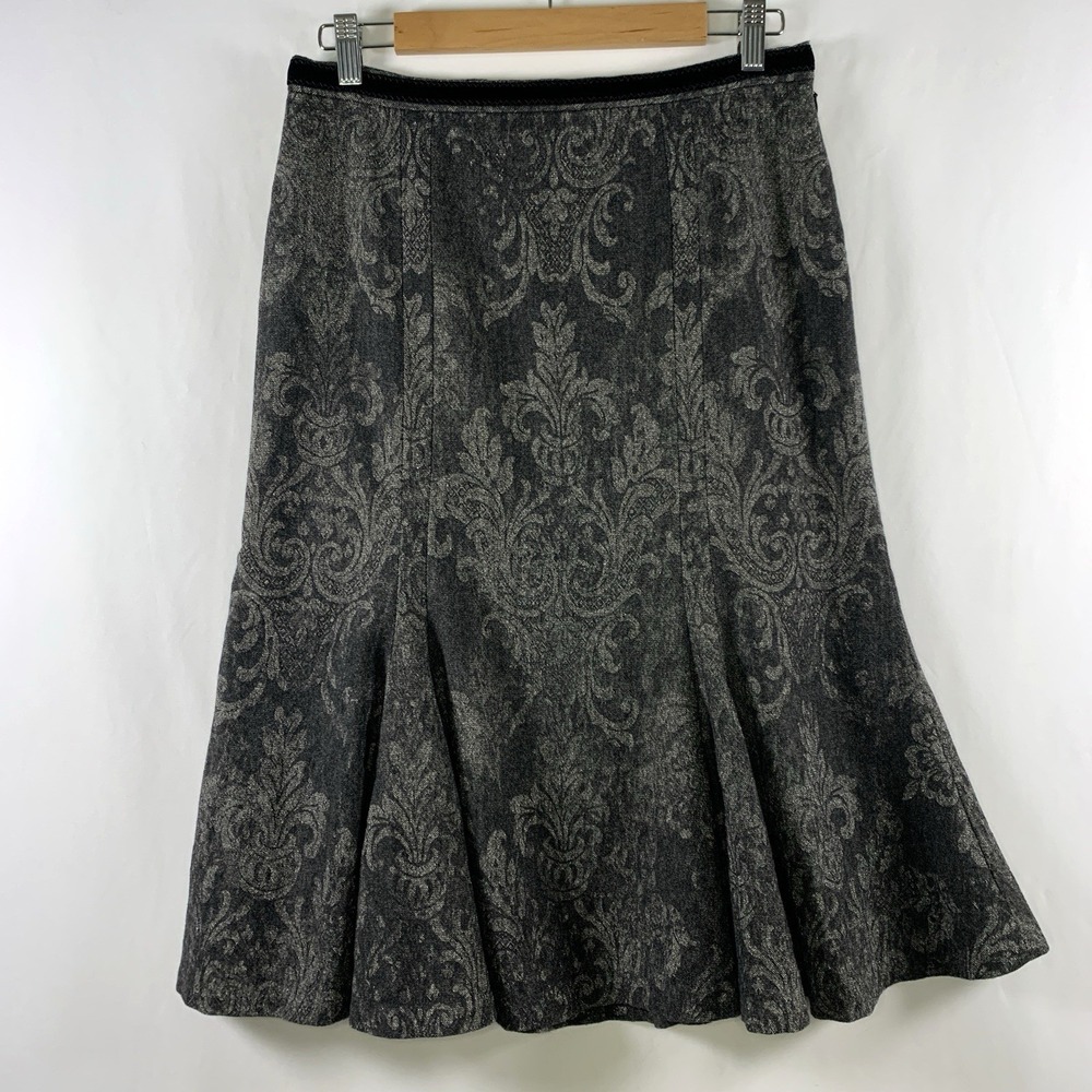 Saks Fifth Avenue Womens Wool Silk Blend Tapestry Skirt Size 6 Old Money Office